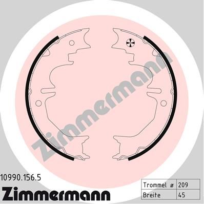 Stabdžių trinkelių komplektas, stovėjimo stabdis ZIMMERMANN 10990.156.5