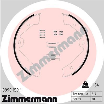Stabdžių trinkelių komplektas, stovėjimo stabdis ZIMMERMANN 10990.159.1
