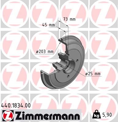 Stabdžių būgnas ZIMMERMANN 440.1834.00