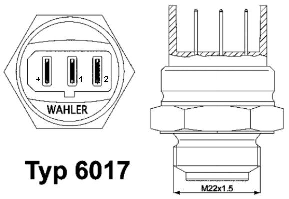 BorgWarner (Wahler) 6017.85D Temperatūros jungiklis, radiatoriaus ventiliatorius
