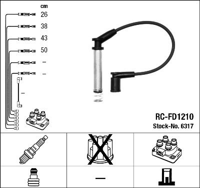 Uždegimo laido komplektas NGK 6317