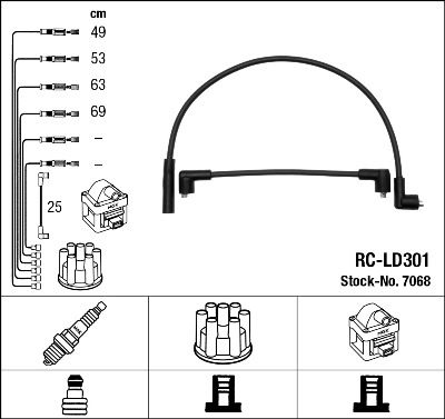 Uždegimo laido komplektas NGK 7068