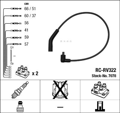 Uždegimo laido komplektas NGK 7078