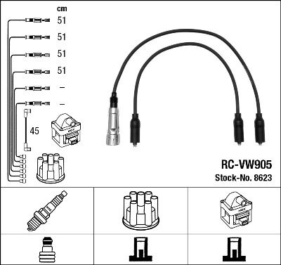 Uždegimo laido komplektas NGK 8623
