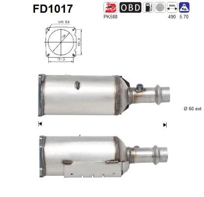 Suodžių / kietųjų dalelių filtras, išmetimo sistema AS FD1017