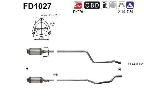 Suodžių / kietųjų dalelių filtras, išmetimo sistema AS FD1027