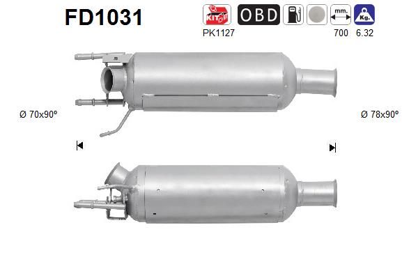 Suodžių / kietųjų dalelių filtras, išmetimo sistema AS FD1031