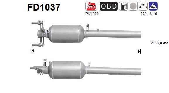 Suodžių / kietųjų dalelių filtras, išmetimo sistema AS FD1037