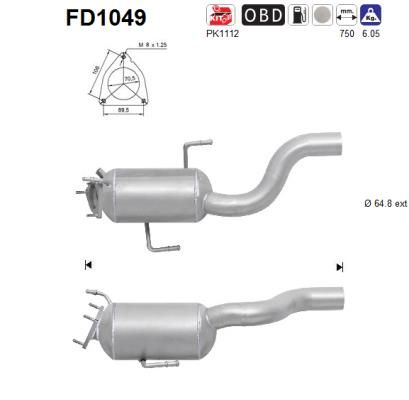 Suodžių / kietųjų dalelių filtras, išmetimo sistema AS FD1049