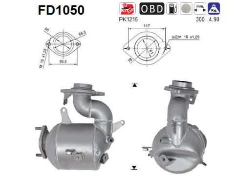 Suodžių / kietųjų dalelių filtras, išmetimo sistema AS FD1050