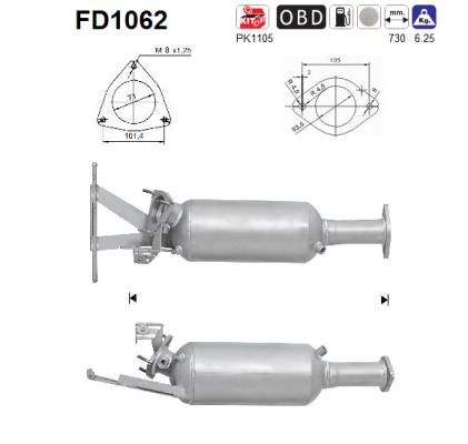 Suodžių / kietųjų dalelių filtras, išmetimo sistema AS FD1062