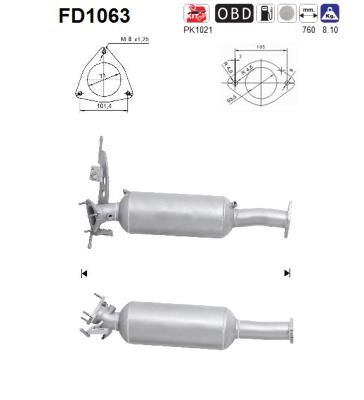 AS FD1063 Suodžių / kietųjų dalelių filtras, išmetimo sistema