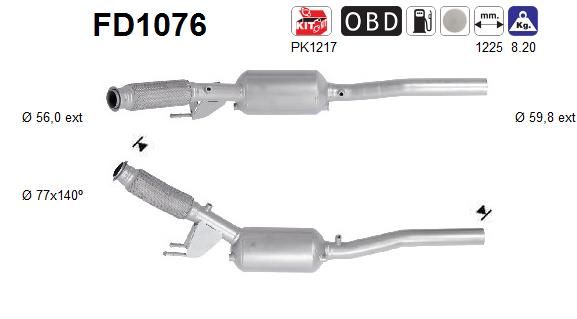 Suodžių / kietųjų dalelių filtras, išmetimo sistema AS FD1076