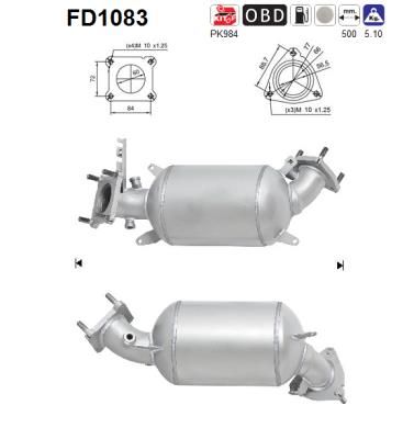 Suodžių / kietųjų dalelių filtras, išmetimo sistema AS FD1083