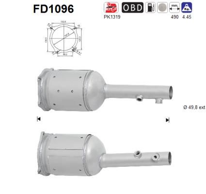 Suodžių / kietųjų dalelių filtras, išmetimo sistema AS FD1096