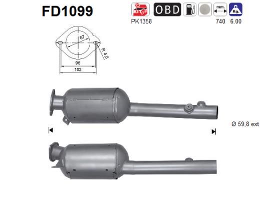 Suodžių / kietųjų dalelių filtras, išmetimo sistema AS FD1099