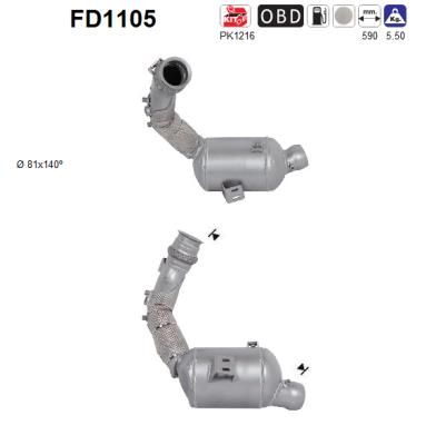 Suodžių / kietųjų dalelių filtras, išmetimo sistema AS FD1105