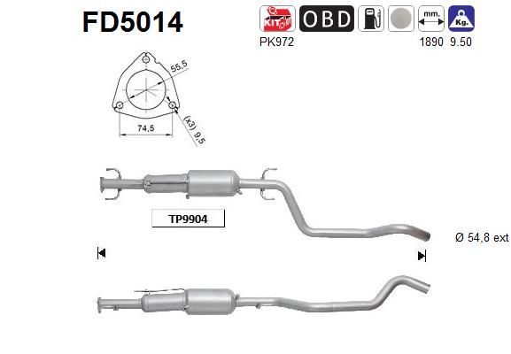 Suodžių / kietųjų dalelių filtras, išmetimo sistema AS FD5014