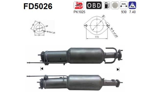 Suodžių / kietųjų dalelių filtras, išmetimo sistema AS FD5026