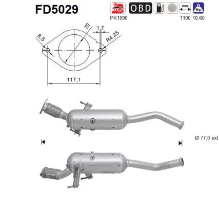 Suodžių / kietųjų dalelių filtras, išmetimo sistema AS FD5029