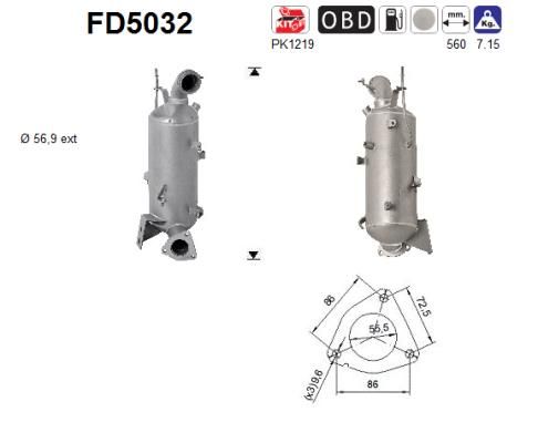 Suodžių / kietųjų dalelių filtras, išmetimo sistema AS FD5032