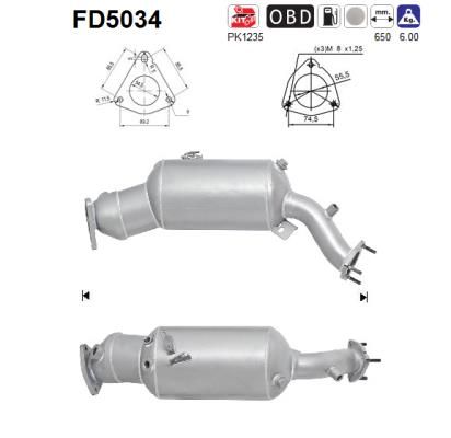 Suodžių / kietųjų dalelių filtras, išmetimo sistema AS FD5034