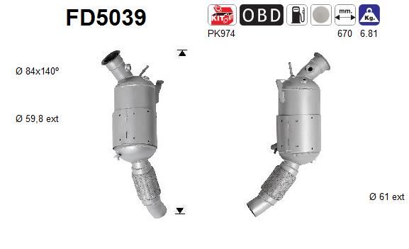 Suodžių / kietųjų dalelių filtras, išmetimo sistema AS FD5039