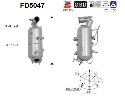 Suodžių / kietųjų dalelių filtras, išmetimo sistema AS FD5047