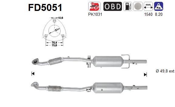 Suodžių / kietųjų dalelių filtras, išmetimo sistema AS FD5051