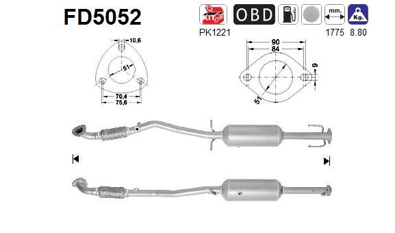 Suodžių / kietųjų dalelių filtras, išmetimo sistema AS FD5052