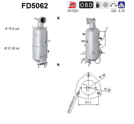Suodžių / kietųjų dalelių filtras, išmetimo sistema AS FD5062