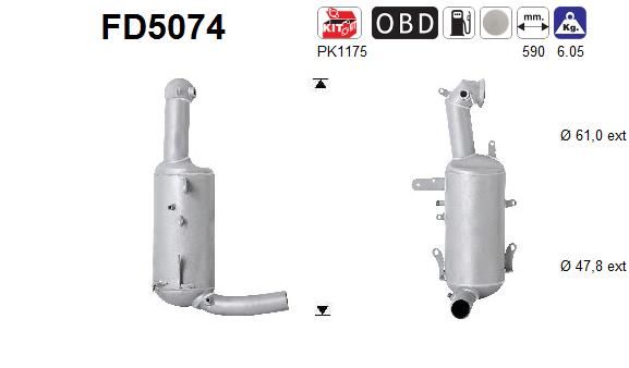 AS FD5074 Suodžių / kietųjų dalelių filtras, išmetimo sistema
