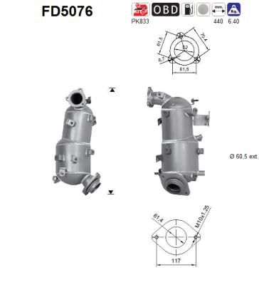 Suodžių / kietųjų dalelių filtras, išmetimo sistema AS FD5076