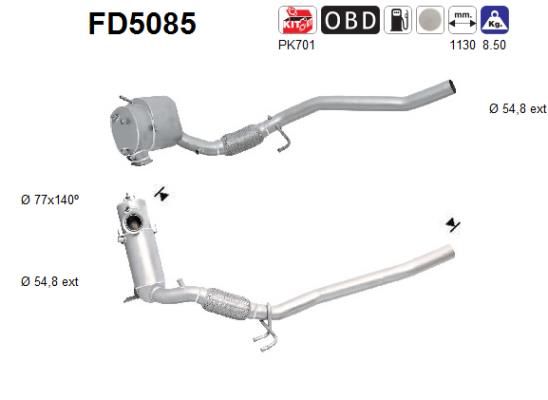 Suodžių / kietųjų dalelių filtras, išmetimo sistema AS FD5085