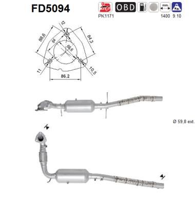 Suodžių / kietųjų dalelių filtras, išmetimo sistema AS FD5094
