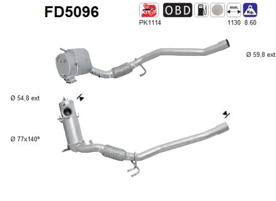 Suodžių / kietųjų dalelių filtras, išmetimo sistema AS FD5096