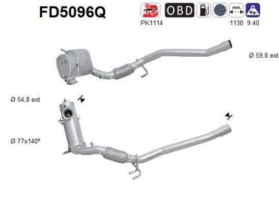 Suodžių / kietųjų dalelių filtras, išmetimo sistema AS FD5096Q
