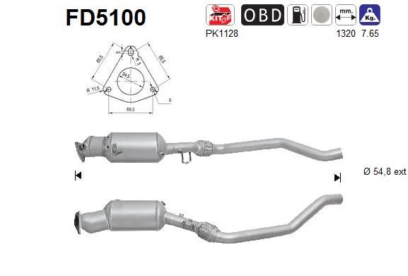 Suodžių / kietųjų dalelių filtras, išmetimo sistema AS FD5100
