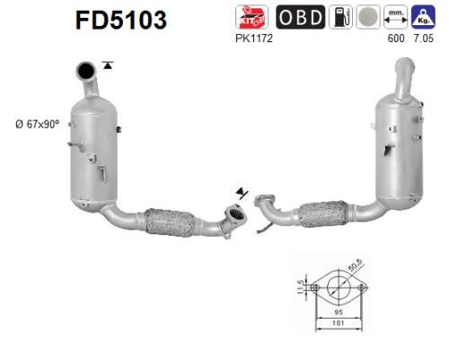 Suodžių / kietųjų dalelių filtras, išmetimo sistema AS FD5103