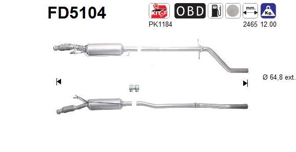Suodžių / kietųjų dalelių filtras, išmetimo sistema AS FD5104
