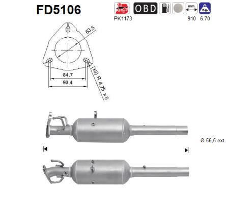 Suodžių / kietųjų dalelių filtras, išmetimo sistema AS FD5106