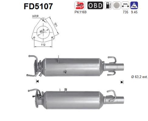 Suodžių / kietųjų dalelių filtras, išmetimo sistema AS FD5107