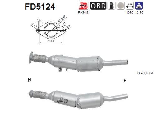 Suodžių / kietųjų dalelių filtras, išmetimo sistema AS FD5124