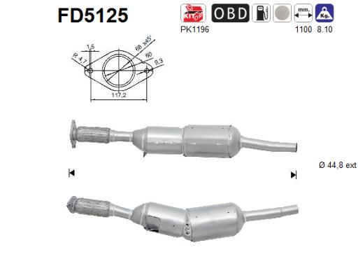 Suodžių / kietųjų dalelių filtras, išmetimo sistema AS FD5125