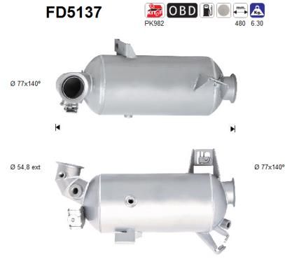 Suodžių / kietųjų dalelių filtras, išmetimo sistema AS FD5137