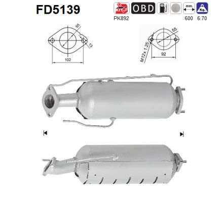 AS FD5139 Suodžių / kietųjų dalelių filtras, išmetimo sistema