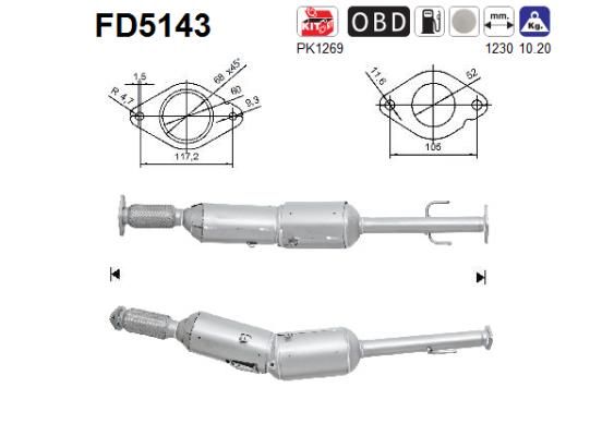 Suodžių / kietųjų dalelių filtras, išmetimo sistema AS FD5143