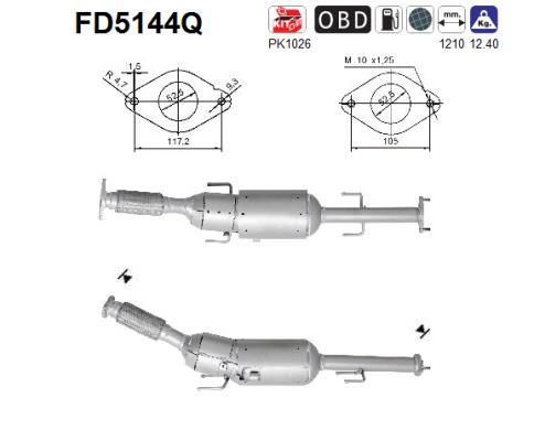 Suodžių / kietųjų dalelių filtras, išmetimo sistema AS FD5144Q