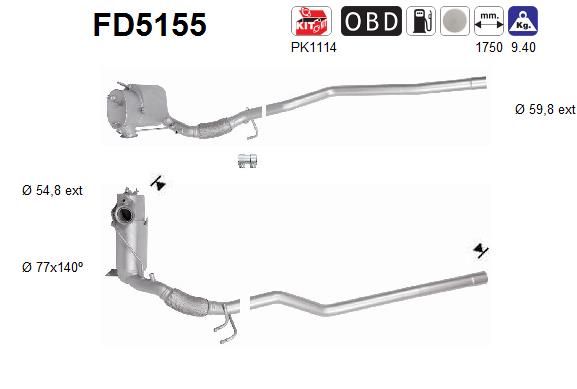 Suodžių / kietųjų dalelių filtras, išmetimo sistema AS FD5155