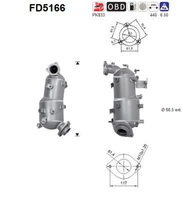 Suodžių / kietųjų dalelių filtras, išmetimo sistema AS FD5166